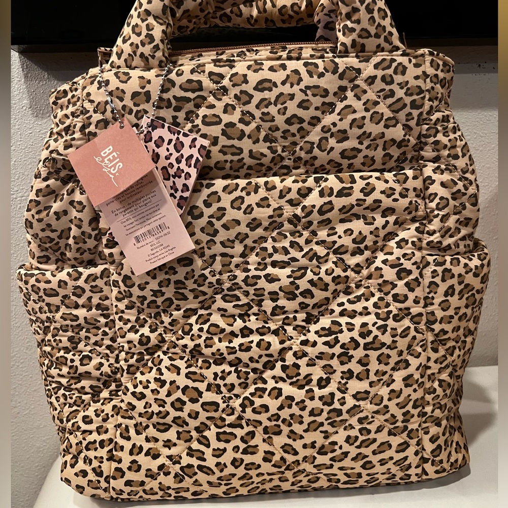 Beis Elsa wild child leopard diaper backpack